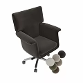 Modern Beige Desk And Chair Set With High Back Armrests And Silver Swivel Base