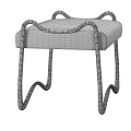 Brown Upholstered Sofa Bench With Black Curved Metal Frame Modern Design Style