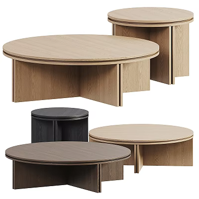 Various Round Coffee Tables With Modern Wooden Design And Different Color Options 3d model