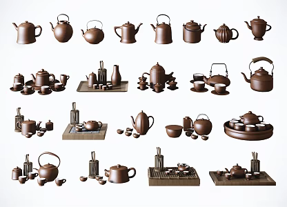 New Chinese Tea Set 3d model