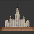 Cartoon Scene 3D Model of Castle with Multiple Towers Spires Green Grass and Red Steps