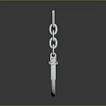 Silver Metal Decorative Ornament Set Featuring Handcuff Shaped Design With Chain And Lock