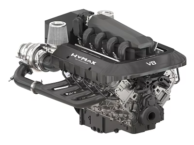 Hyundai V8 Engine With Cylinder Head Turbocharger And Valve System 3d model