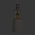 Concrete Base Bathroom Faucet With Metal Handles Round Top And Modern Design