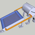 Sunmaster Solar Collector Device With Cylindrical Tank Orange Handle Transparent Panel On Metal Stand Frame