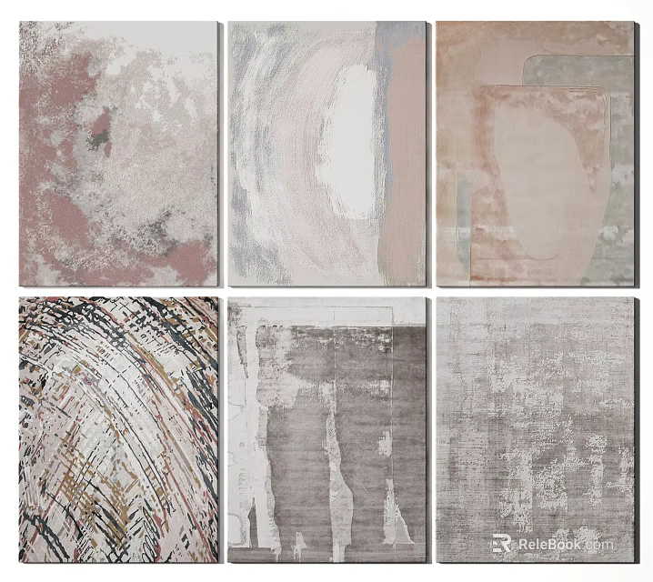 Modern Square Rugs With Abstract Patterns And Soft Color Tones For Home Decor 3d model