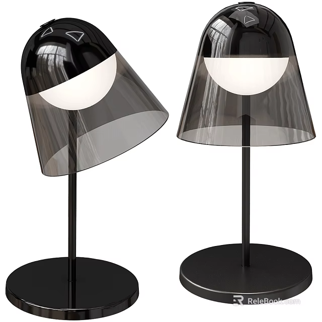 Modern Table Lamp Featuring Transparent Shade And Black Sleek Base Design 3d model