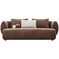 Modern Minimalist Double Sofa in Brown and Beige with Decorative Pillows