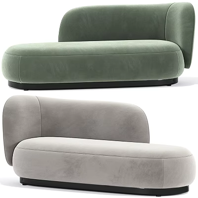 Modern Multi Seat Sofa In Green And Gray With Velvet Upholstery And Rounded Design 3d model