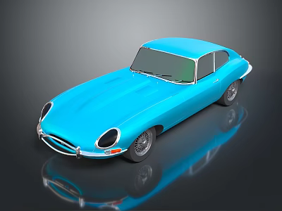 Bright Blue Classic Sports Car With Sleek Body And Reflective Surface 3d model