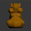 Golden Squirrel Sculpture 3D Modeled Figurine With Shiny Surface And Detailed Features