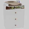 White Kids Bed Changing Table with Three Drawers Wooden Knobs and Baby Essentials Storage