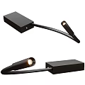 Sleek Modern Black Wall Lamp with Adjustable Arm Square Base and Glowing Bulb 3d model
