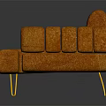 Orange Two Seater Sofa With Striped Backrest Golden Legs And Modern Design