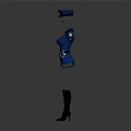 Blue Police Costume With Cap Sunglasses And Black Knee High Boots