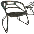 Modern Metal Chairs with Curved Structure and Reflective Surface Design 3d model