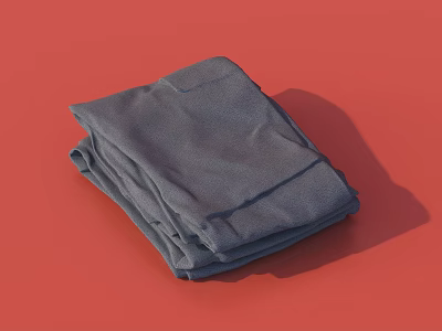 Gray Folded Clothes Neatly Stacked On Red Background With Soft Fabric Texture 3d model