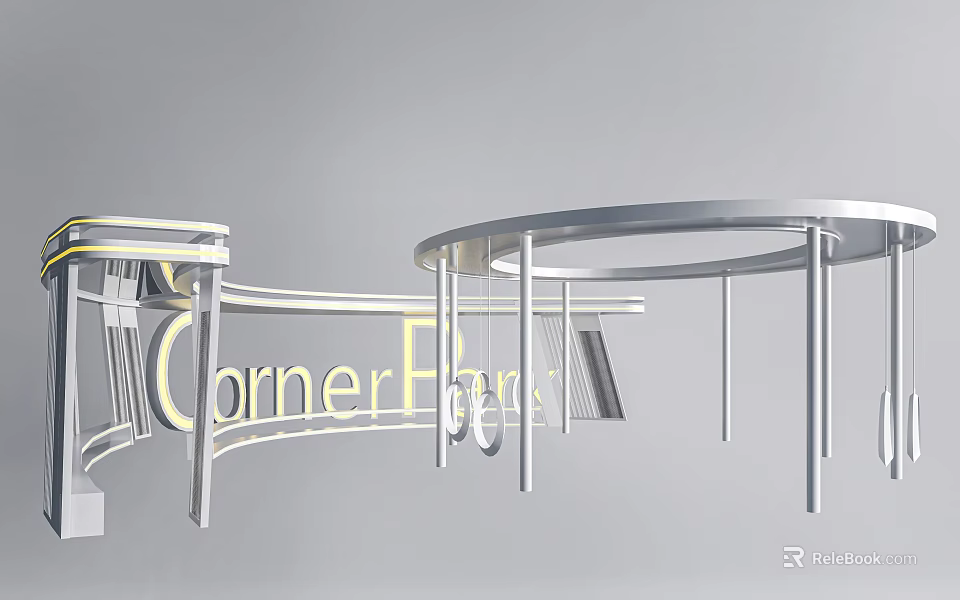 Modern Metal Pergola With Circular Curved Top And Sleek Support Structures 3d model