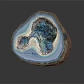 Natural Agate Slice With Blue Purple Druzy Crystals White Brown Edges Black Background Reflection