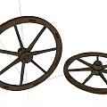 Vintage Wooden Spoked Wheels Pair With Classic Old Design For Decorative