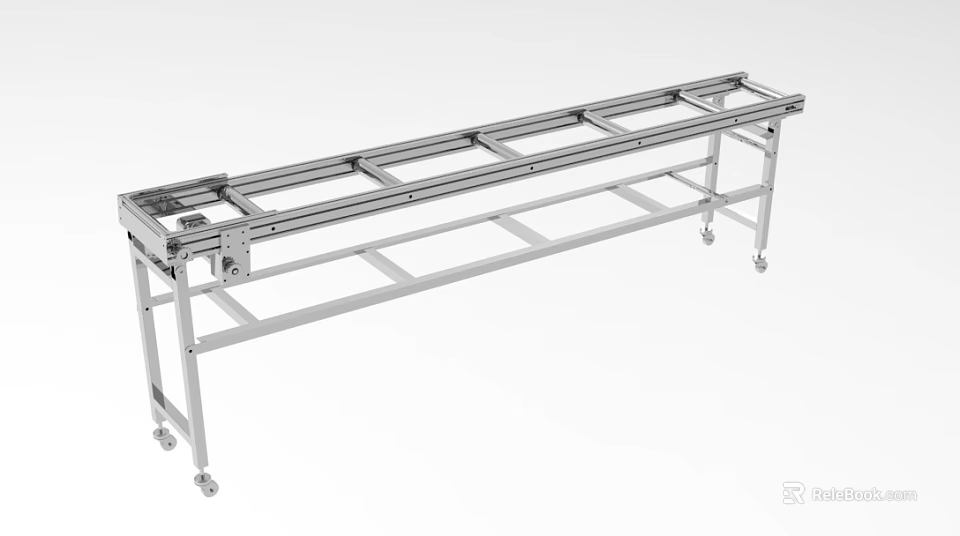 Industrial Equipment Metal Frame Mobile Conveyor Workbench With Long Structure And Wheels 3d model 