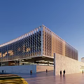 Modern Architectural Exterior Design With Glass Curtain Wall And People Walking Around