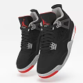 Black Sports Sneakers With Red Logo Gray Sole And Perforated Design