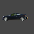 Orange Modified Sports Car Featuring Black Stripes And Dark Colored Vehicle Behind