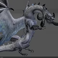 White Dragon 3D Render With Large Wings Curved Horns Sharp Claws And Scaly Body