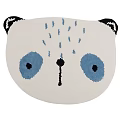 Cute Owl Shaped Rug With White Base Blue Eyes And Black Details For Kids Room