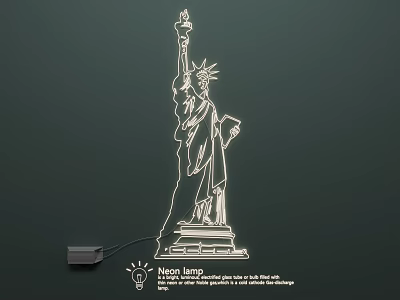 Artistic Statue of Liberty Shaped Neon Lamp Set for Modern Home Decorative Lighting 3d model