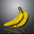 Ripe Yellow Bananas With Brown Spots On Dark Background With Reflection 3d model