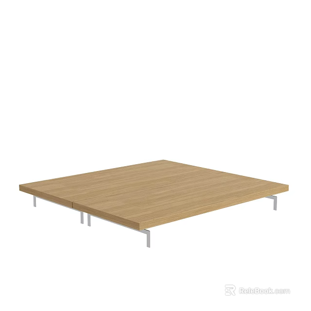 Modern Wooden Square Coffee Table With Metal Legs And Simple Design 3d model 