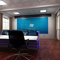 Modern Monitoring Room Police Hall Multi-function Split Screen Monitoring Room 3d model