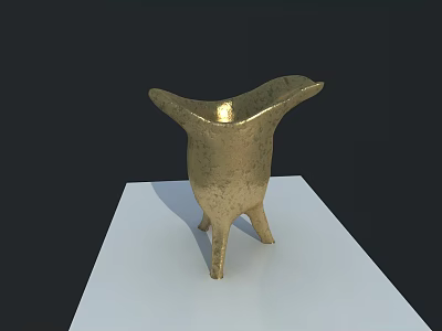 Golden Three Legged Wine Cup Displayed On White Platform With Dark Background 3d model