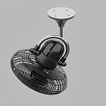 Black Mounted Air Cooler Fan With Protective Grille And Modern Design Structure 3d model