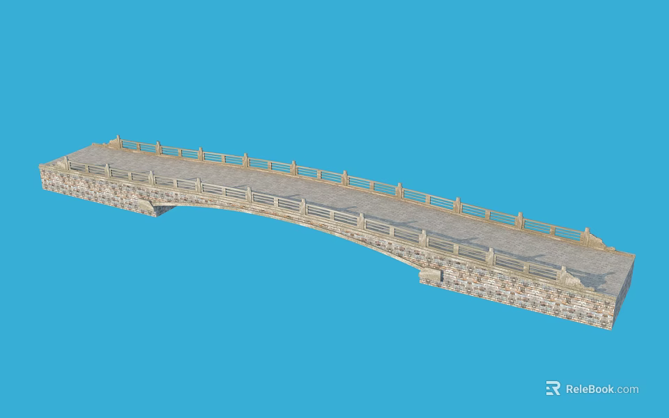 Stone Arch Bridge With Decorative Railings And Classic Stone Construction Design 3d model 
