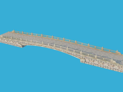 Stone Arch Bridge With Decorative Railings And Classic Stone Construction Design 3d model