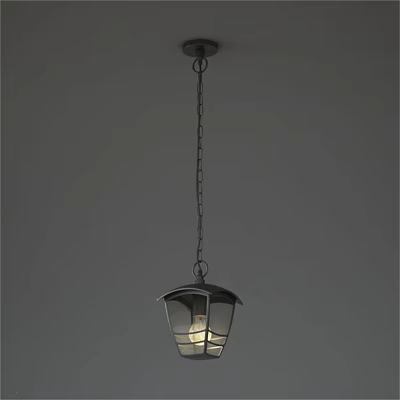 Classic Pendant Light With Metal Chain And Glass Shade Illuminating Room Space 3d model