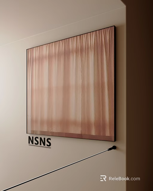 NSNS Abstract Oil Painting With Brown Beige Tones Hung On Light Wall 3d model 
