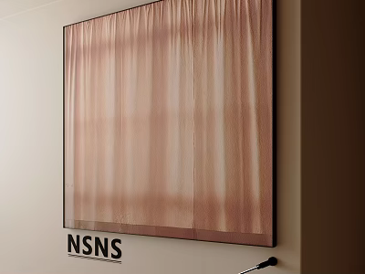 NSNS Abstract Oil Painting With Brown Beige Tones Hung On Light Wall 3d model