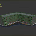 L Shaped Multi Storey Building Model With Windows And Flat Roof Exterior Design