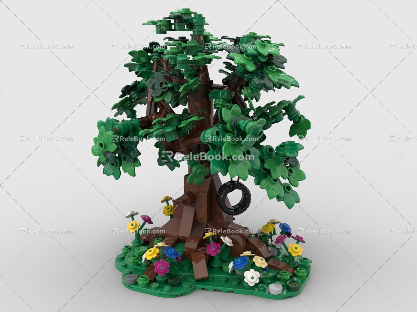 LEGO toy building blocks big tree forest greening plants 3d model