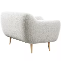 Light Gray Fluffy Sofa With Curved Armrests Wooden Legs And Modern Cozy Design