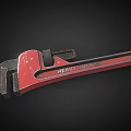 Red RIDGID 828 Pipe Wrench With Adjustable Jaws And Scuffed Metal Surface 3d model