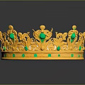 Ornate Golden Crown With Green Gemstones And Intricate Decorative Details