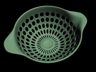 Light Green Household Colander With Perforated Design And Dual Handles For Kitchen Use 3d model