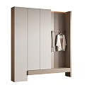 Modern Shoe Cabinet Design With Multiple Doors And Clothes Hanging Area 3d model