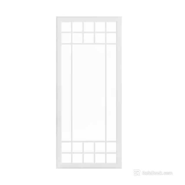 Modern White Swing Door With Grid Panel Design For Home Interior 3d model 