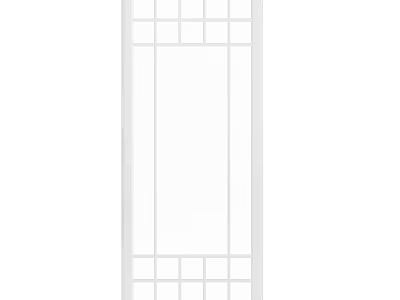 Modern White Swing Door With Grid Panel Design For Home Interior 3d model